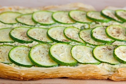 Zucchini and feta ricotta tart