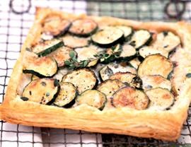 Zucchini and fresh goat cheese tart