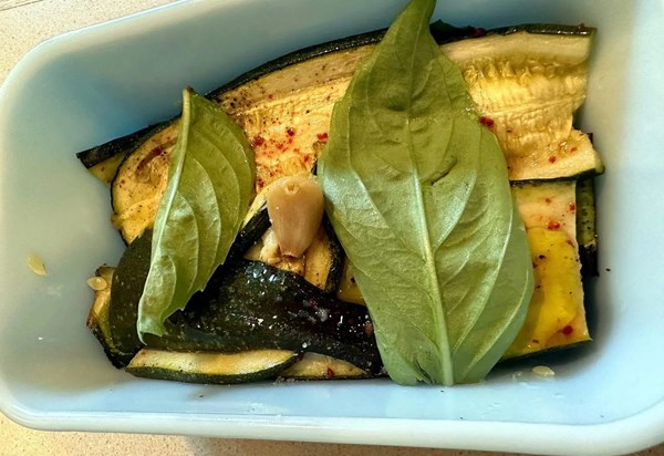 Zucchini and garlic confit, aka (not) grilled (not) eggplant