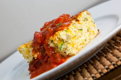 Zucchini and green chile egg breakfast casserole