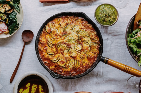 Zucchini and mozzarella ratatouille with gremolata