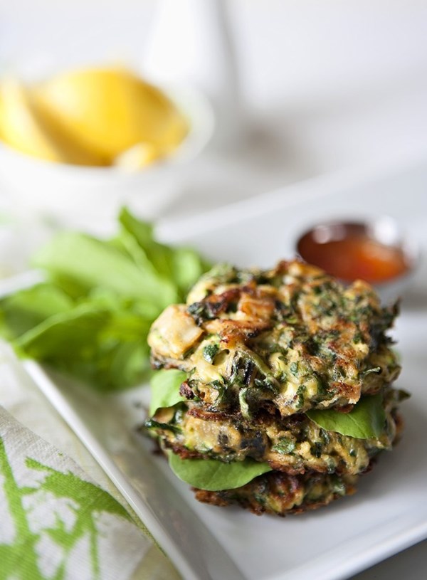 Zucchini and mussel fritters