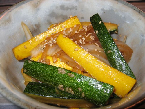 Zucchini and onion teriyaki
