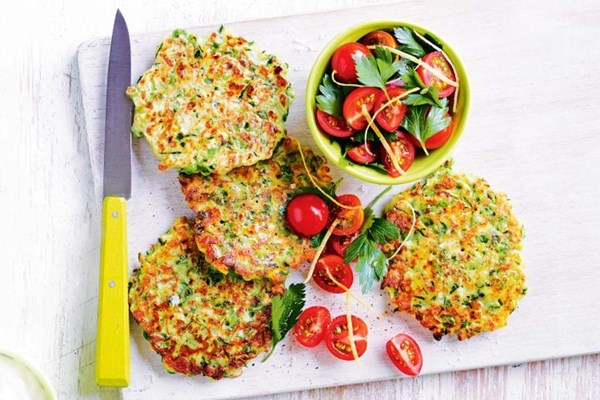 Zucchini and pea fritters