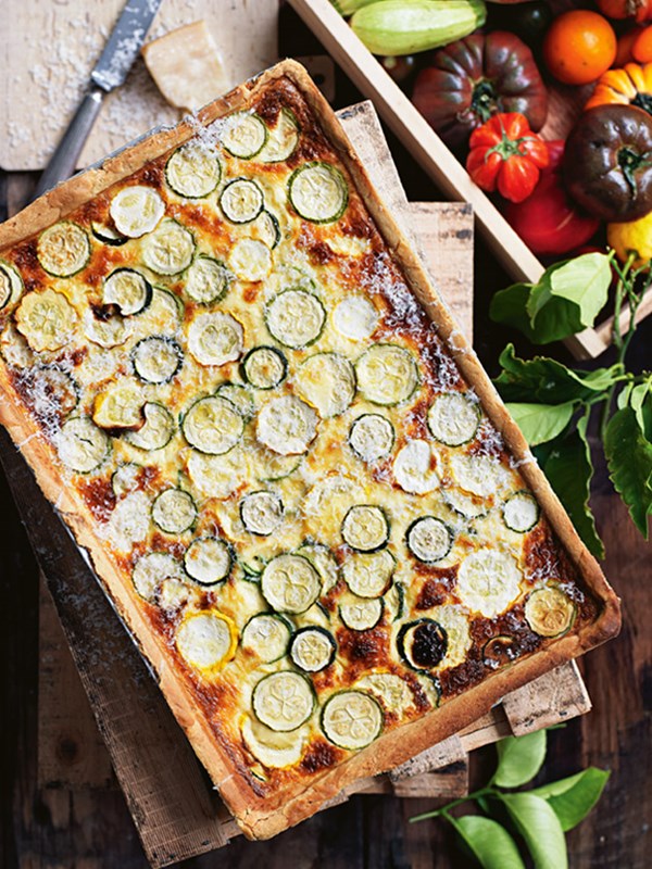 Zucchini and provolone tart