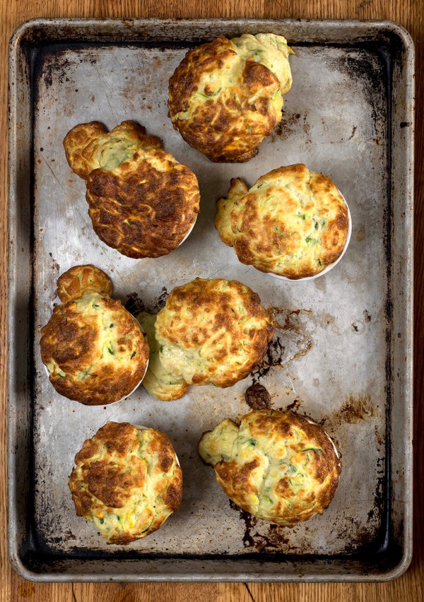 Zucchini and squash blossom soufflés