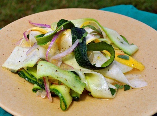 Zucchini and summer squash ribbons with lemon vinaigrette