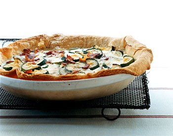 Zucchini, bacon, and Gruyère quiche