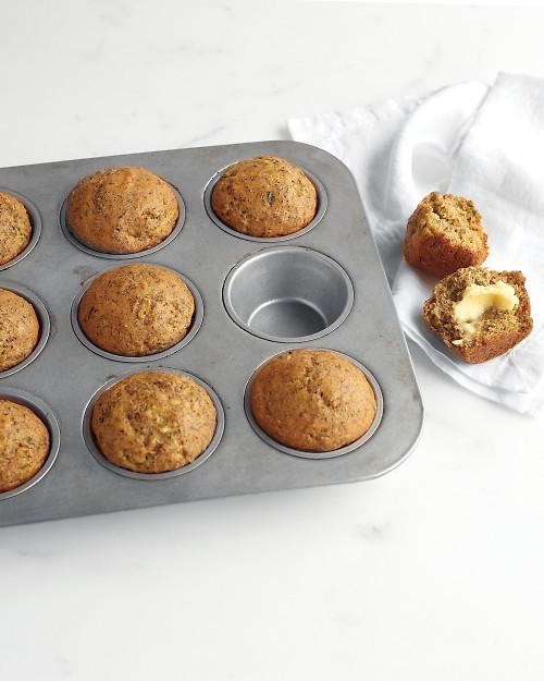 Zucchini, banana, and flaxseed muffins