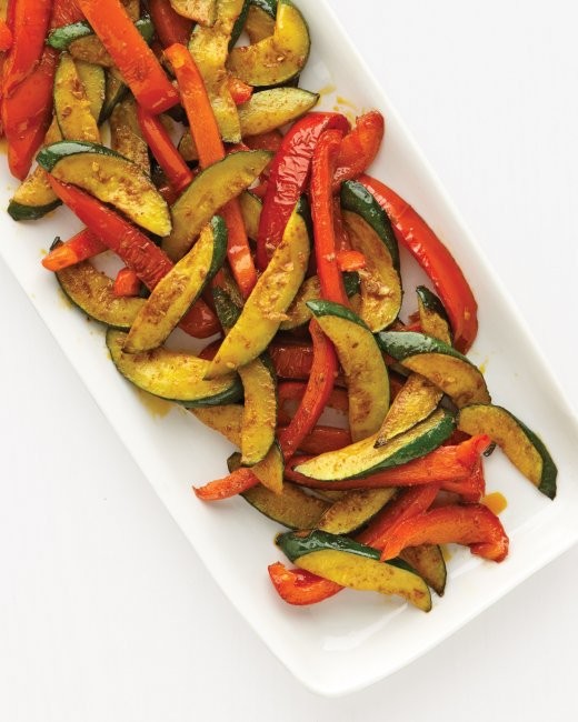 Zucchini, bell pepper, and curry paste 