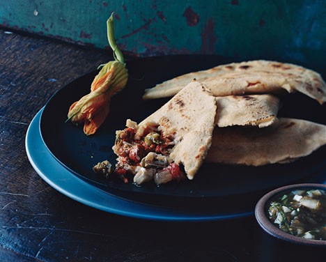 Zucchini-blossom quesadillas