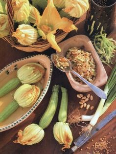 Zucchini blossoms stuffed with bulgur (Louloudia kolokithias gemista me pliguri)