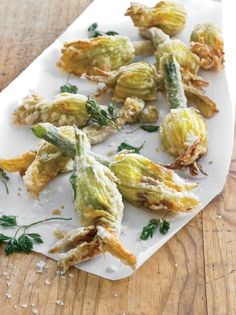 Zucchini blossoms stuffed with ricotta
