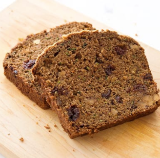 Zucchini bread with walnuts and dried cherries