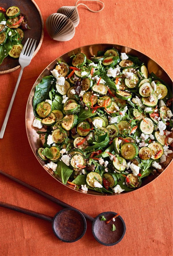 Zucchini, chilli, mint & feta  salad