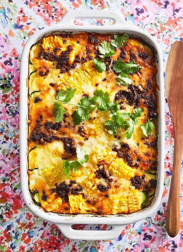 Zucchini-chorizo sweet corn bake