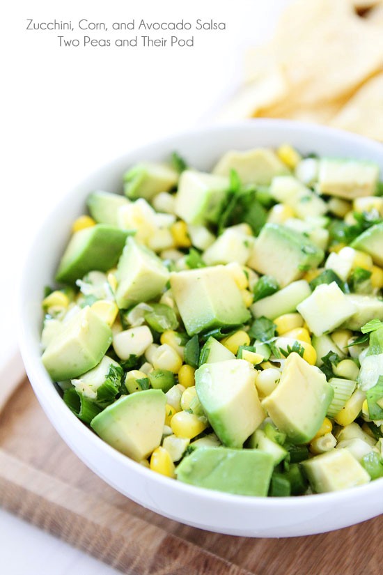 Zucchini, corn, and avocado salsa