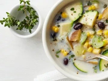 Zucchini, corn, and black bean soup