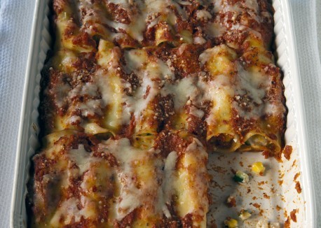 Zucchini-corn cannelloni