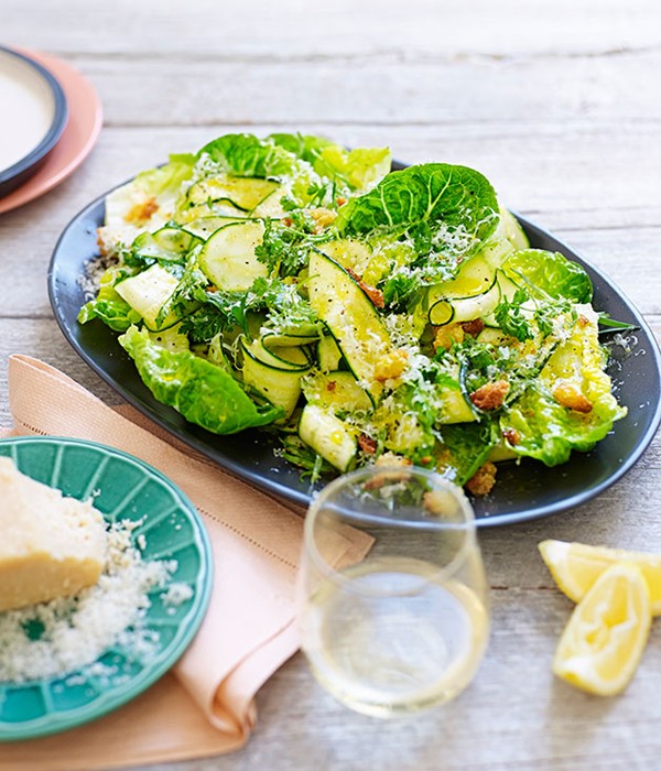 Zucchini, cos, Parmesan and tarragon salad