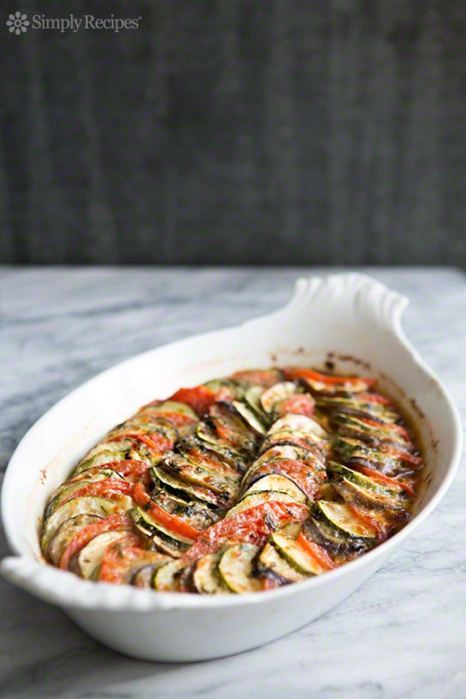 Zucchini, eggplant, tomato gratin