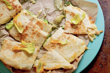 Zucchini flower quesadillas