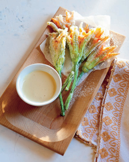 Zucchini flowers with zabaglione (Fiori di zucchini con zabaglione)