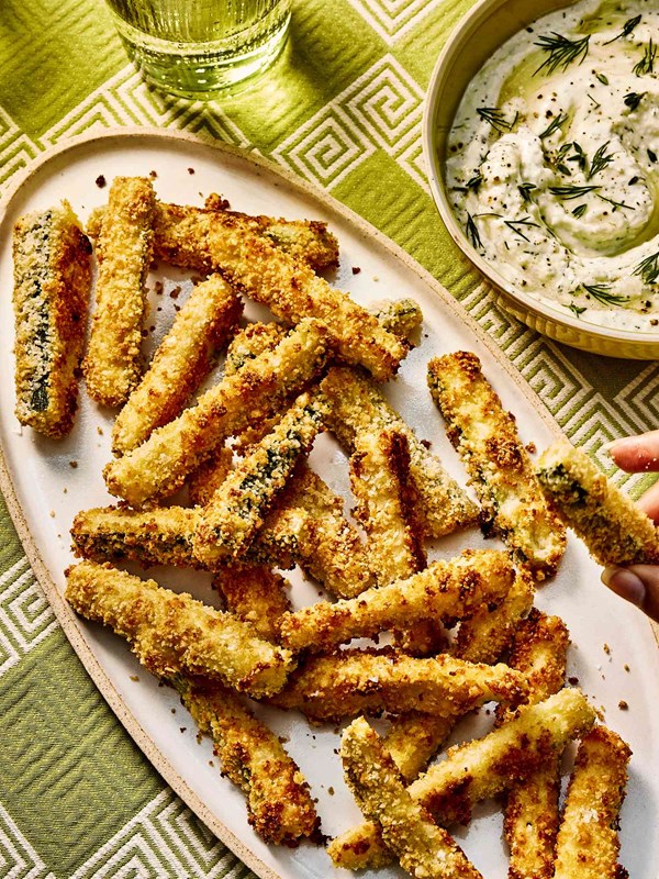 Zucchini fries with herby feta dip