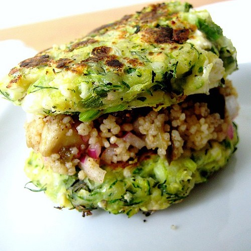 Zucchini fritters with feta and dill