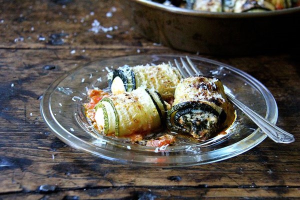 Zucchini involtini with Swiss chard & ricotta