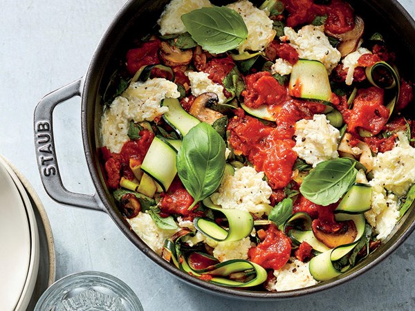 Zucchini-mushroom Caprese bowl