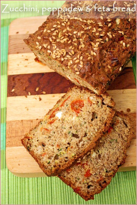 Zucchini, peppadew and feta bread