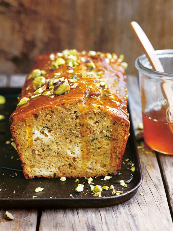 Zucchini, ricotta, pistachio and chia cake