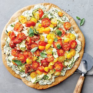 Zucchini ricotta pizza