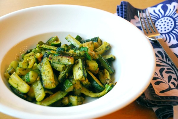 Zucchini sautéed with fresh mint