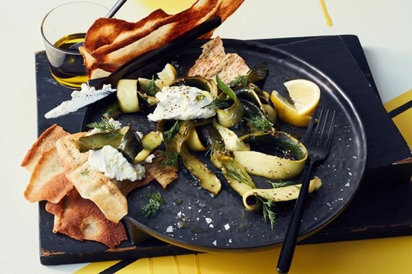 Zucchini skins & goat's cheese (Kaskarikas)