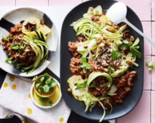 Zucchini 'spaghetti' with Bolognese