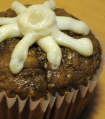 Zucchini spice cupcakes with cream cheese frosting