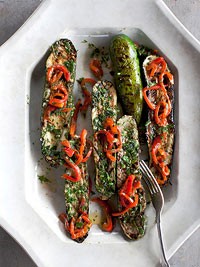Zucchini steaks with herb garden chimichurri