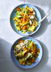 Zucchini, summer squash and chicken salad