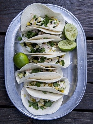 Zucchini tacos with grilled corn salsa