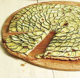 Zucchini tart with lemon thyme and goat cheese