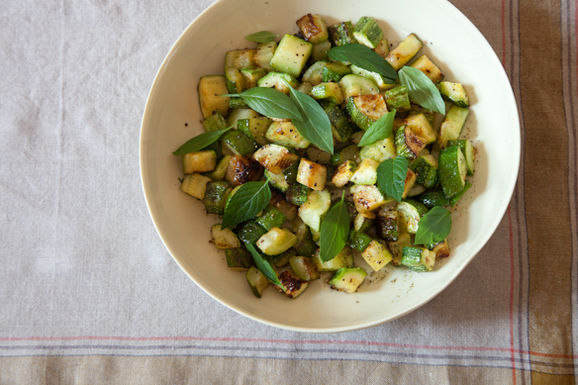 Zucchini with basil, mint, and honey