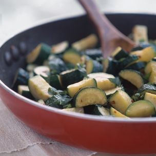 Zucchini with olive oil, garlic, and basil