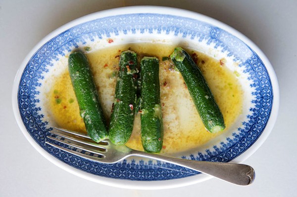 Zucchini with spicy anchovy butter