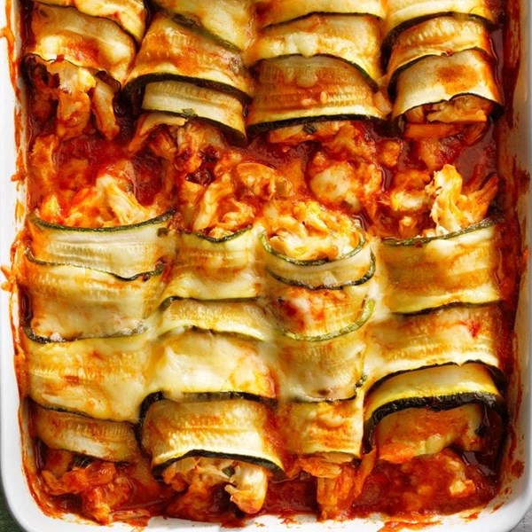 Zucchini-wrapped chicken enchiladas