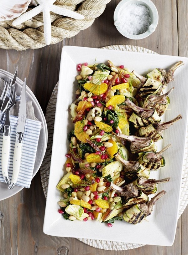 Zucchini wrapped lamb cutlets
